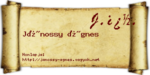 Jánossy Ágnes névjegykártya